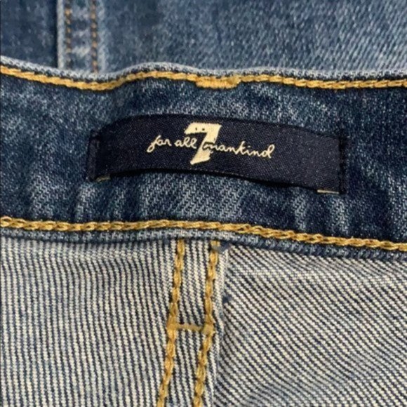 7 For All Mankind Two Tone Raw Hem Jean Skirt - Picture 6 of 8